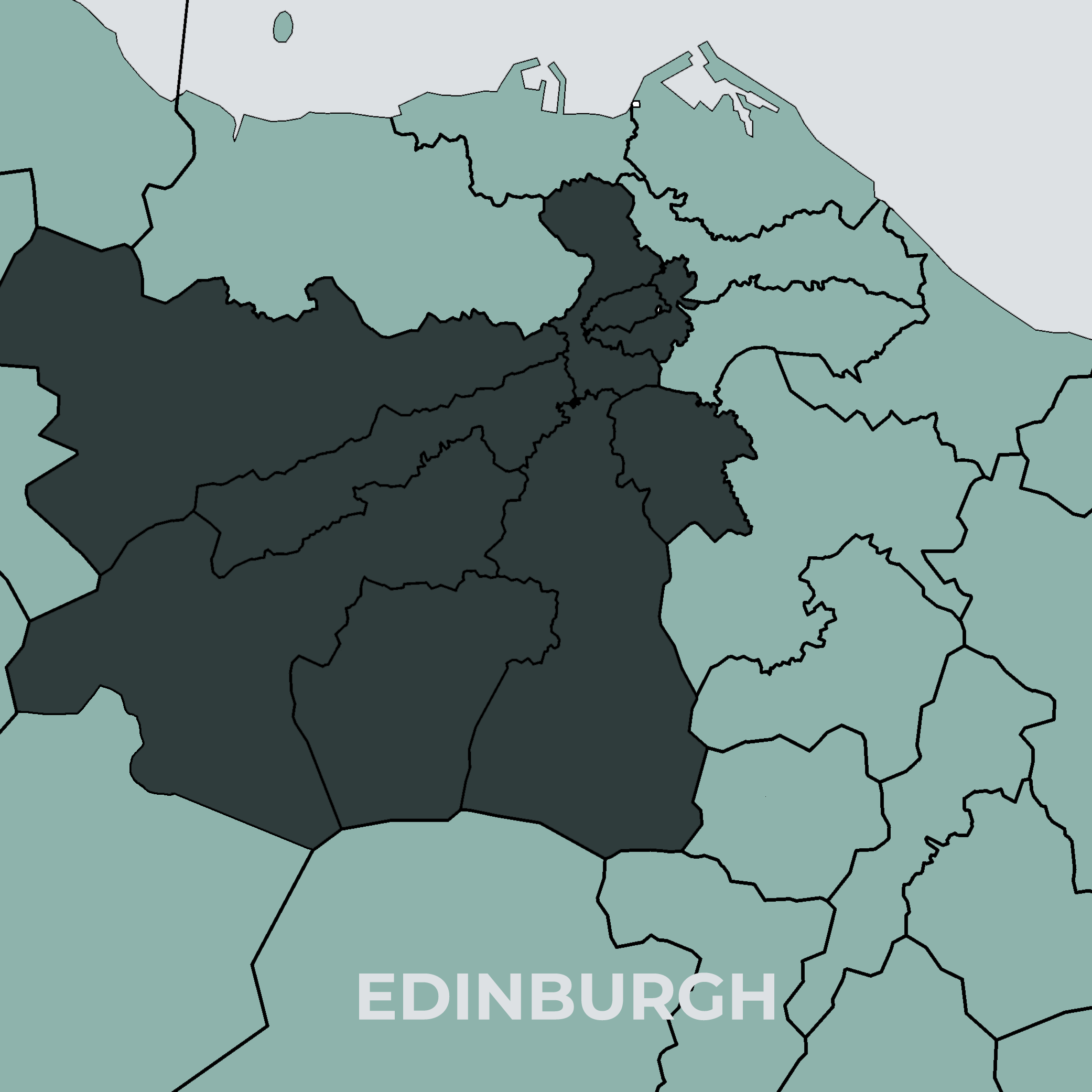 Edinburgh Map of areas covered